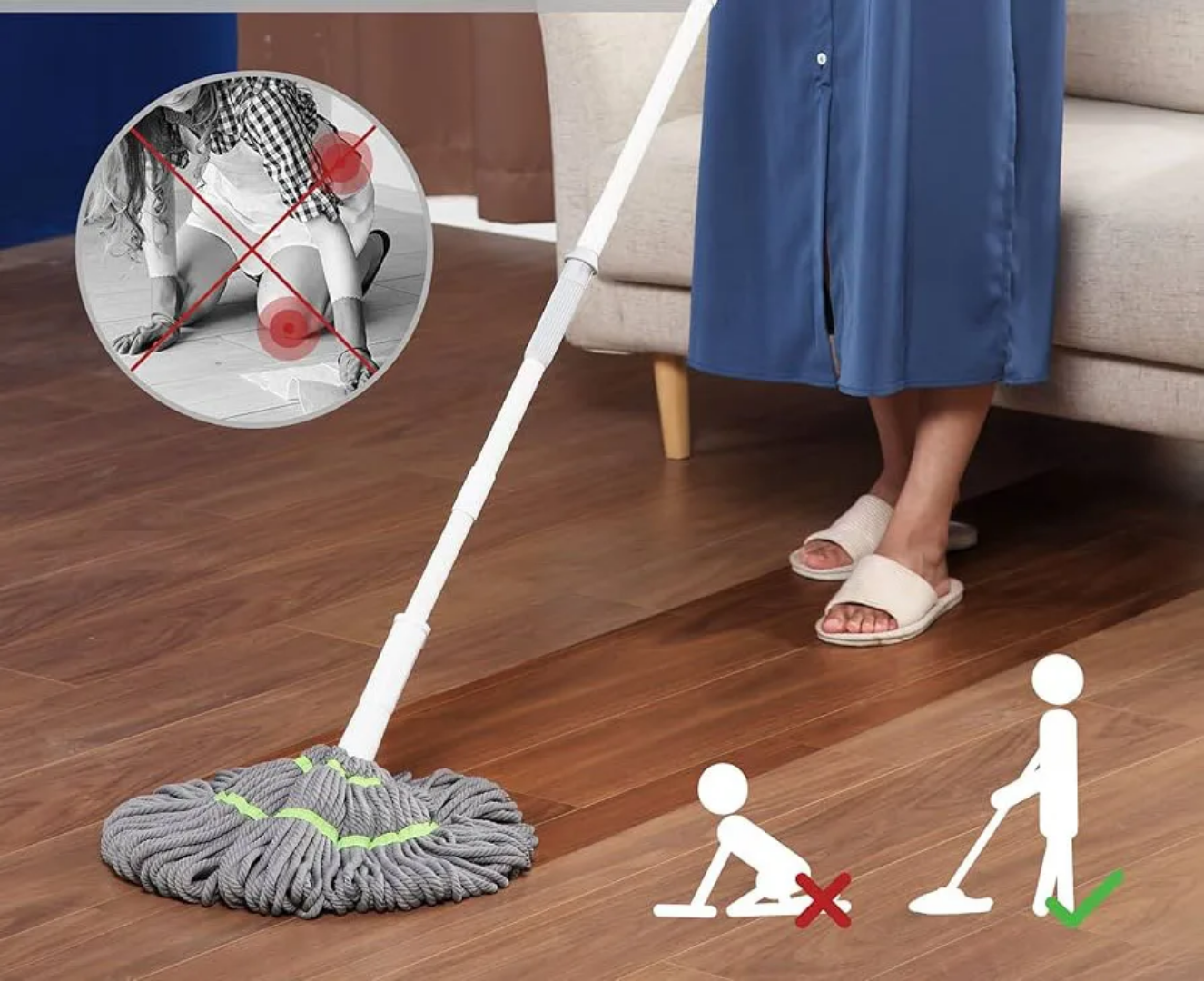 🌀 Serpillière Rotative Torsadée – Essorage Automatique &amp; Nettoyage Sans Douleur