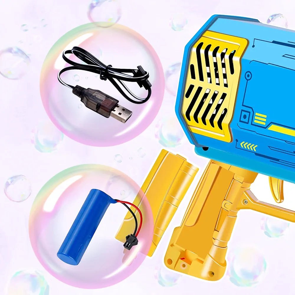 🚀 Pistolet à Bulles ROCKET Électrique 69 Trous – Fun XXL pour Petits &amp; Grands !&nbsp;